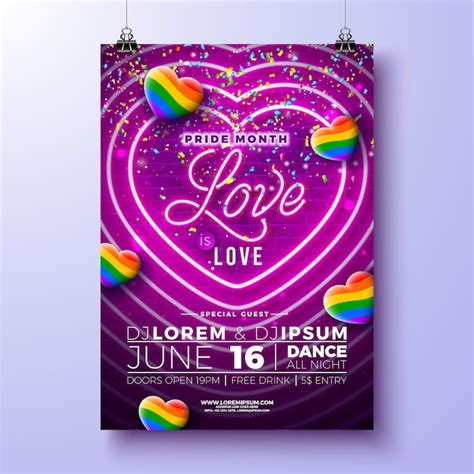 Premium Vector Pride Month Party Flyer Design Lgbtq Illustration With