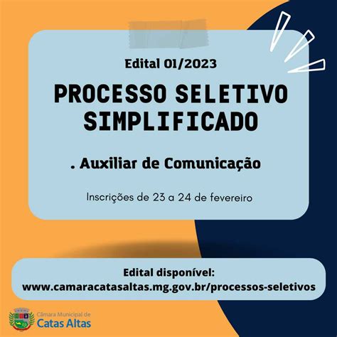 Câmara Municipal de Catas Altas PROCESSO SELETIVO SIMPLIFICADO