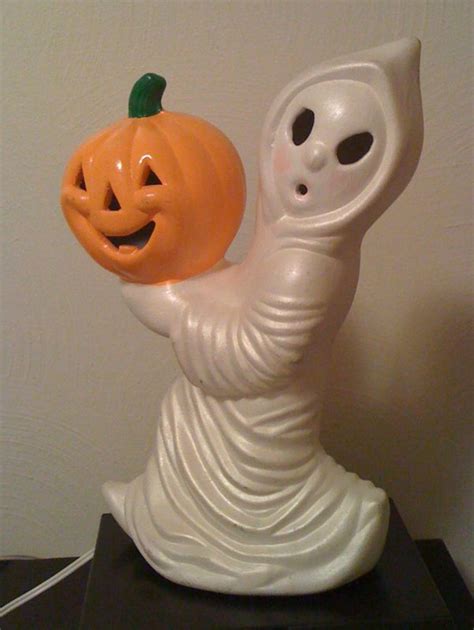 Vintage Halloween Ceramic Ghost Jack O Lantern Light Vintage