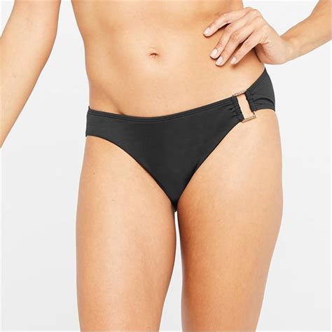 Lauren By Ralph Lauren Ring Front Hipster Bikini Bottoms Women Black Flannels