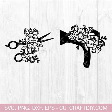 Floral Hair Dryer Svg Hairdresser Svg Barber Svg Cut File