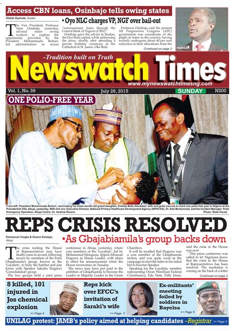 Sunday E Version 26 July 2015 By Daily Newswatch Issuu