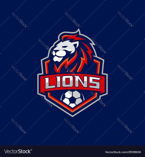 Lion football team logo stock Royalty Free Vector Image