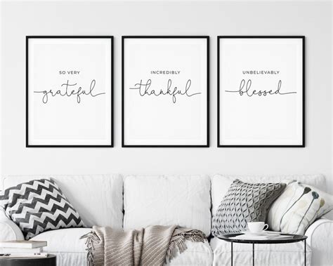 Grateful Thankful Blessed Wall Art Set of 3 Prints so Very - Etsy