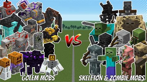 Golem Mobs Team Vs Skeleton And Zombie Mobs Team Minecraft Mob Battle