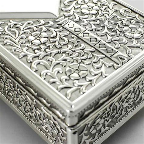 Silver Antique Personalised Jewellery Box With Free Gift Box