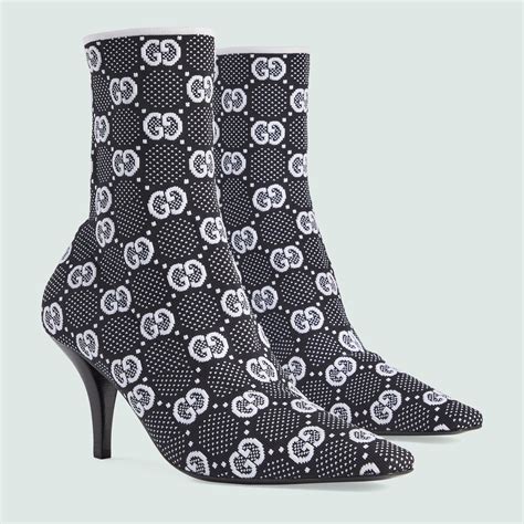 Women's GG knit ankle boots in black and white | GUCCI® US