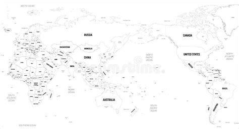 Wektorowa Polityczna Mapa Wiat Czarny Kontur Na Bia Ym Tle Z Kraju