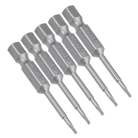 5pcs 1/4" Hex Shank T5 Magnetic Security Torx Screwdriver Bits 50mm ...