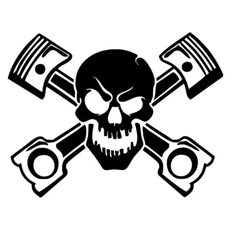 Piston Skull Sticker Vinyl Decal Car Window Cross Bones Jolly Pirate