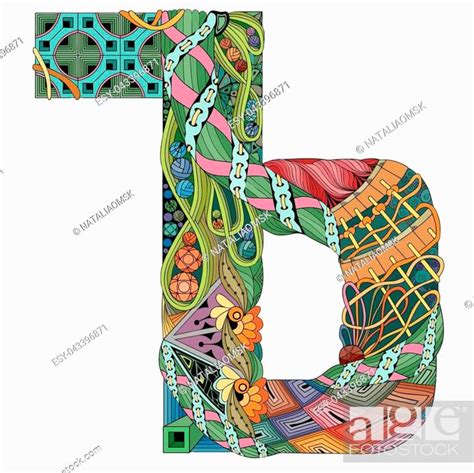 Hand Painted Art Design Letter Cyrillic Zentangle Object Stock Vector