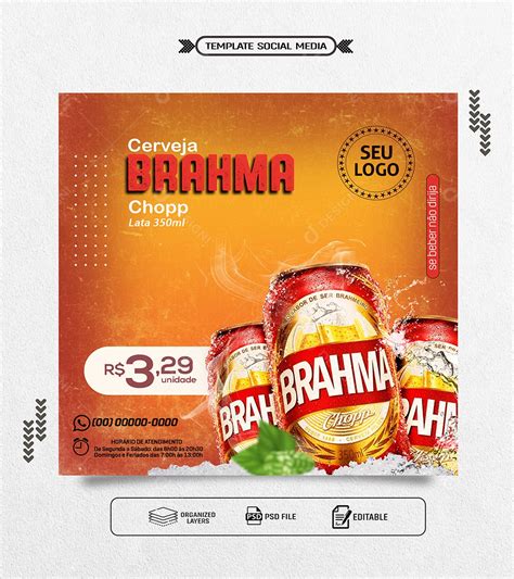 Cerveja Brahma Chopp Social Media Psd Editável [download] Designi