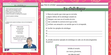 Ficha de actividad La sinécdoque professor feito