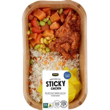 Jumbo Verse Maaltijd Sticky Chicken Met Witte Rijst Groente Rettich