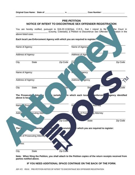 Jdf Pre Petition Notice Of Intent To Discontinue Sex Offender Registration Attorney Docs