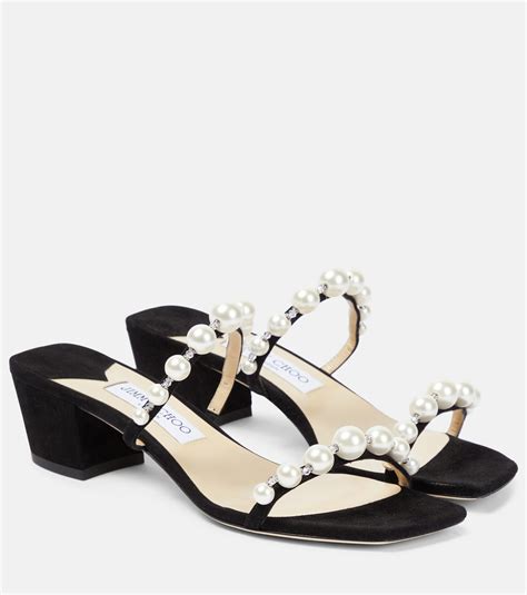 Jimmy Choo Amara 45 Embellished Suede Sandals Jimmy Choo