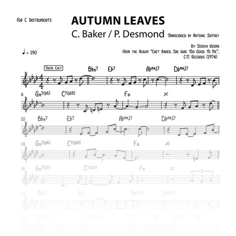 Autumn Leaves Alto Sax Sheet Music Ubicaciondepersonas Cdmx Gob Mx