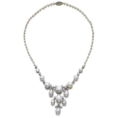 Natural Pearl And Diamond Necklace Lot Sothebys Pearl And