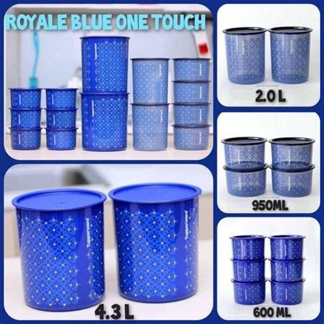 Tupperware Royale Blue One Touch Topper 950ml Mural SPECIAL Canister