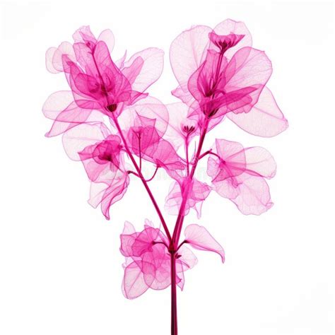 Pink Bougainvillea X Ray Translucent 3d Illustration On White