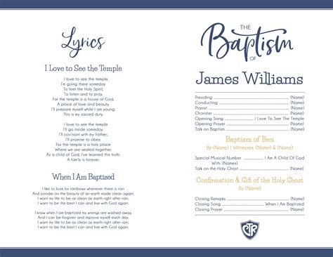 Lds Baptism Program Template Word