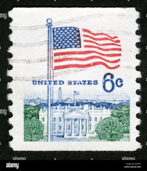 US postage stamp, US flag, white house Stock Photo - Alamy