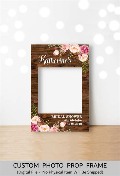 Custom Bridal Shower Photo Booth Prop Printable Pink Floral Photo Prop