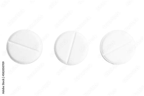 White Round Pills Group Of Drugs And Tablets For Treatment Isolated