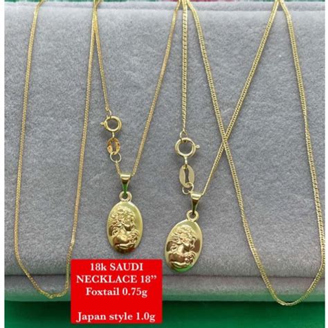 PAWNABLE 18k SAUDI GOLD NECKLACE CHAIN W PENDANT Shopee Philippines