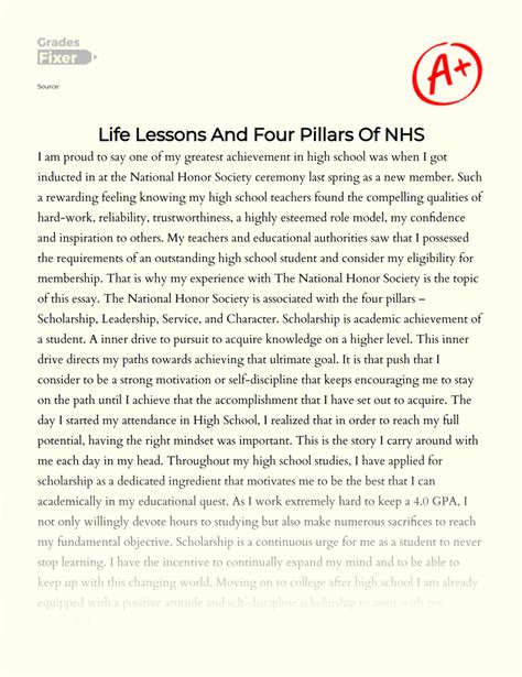 Four Pillars Of Nhs And Life Lessons Words