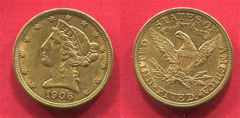 The United States Of America USA 5 Dollars 1906 Liberty Coronet Head