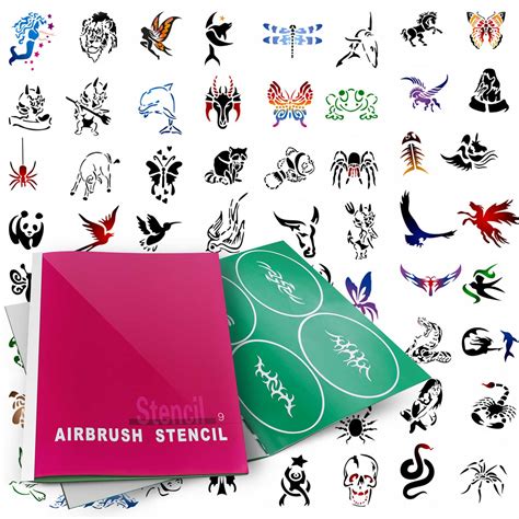 PointZero Temporary Tattoo Airbrush Stencils 100 Designs - Book 9 | Point Zero Airbrush