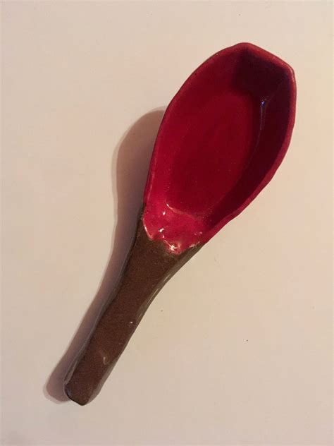 Ceramic Clay Spoon Carved Asian Soup Spoon Serving Spoon In Rust