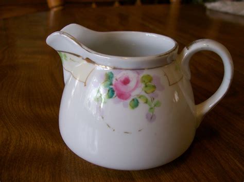 Nippon Porcelain Creamer Vintage Hand Painted Spray Of Roses In Cameo