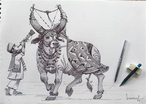 Bijay Biswaal on Instagram: “पोळा STATUS ( Pola festival ) #ballpen # ...
