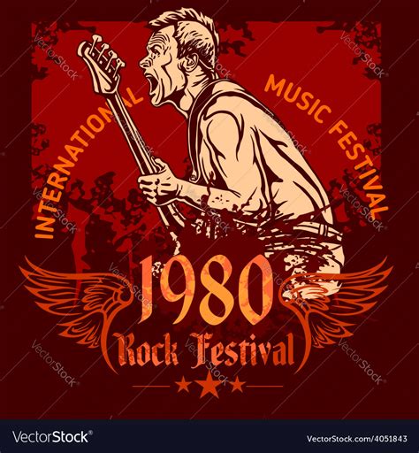 Rock concert poster - 1980s Royalty Free Vector Image