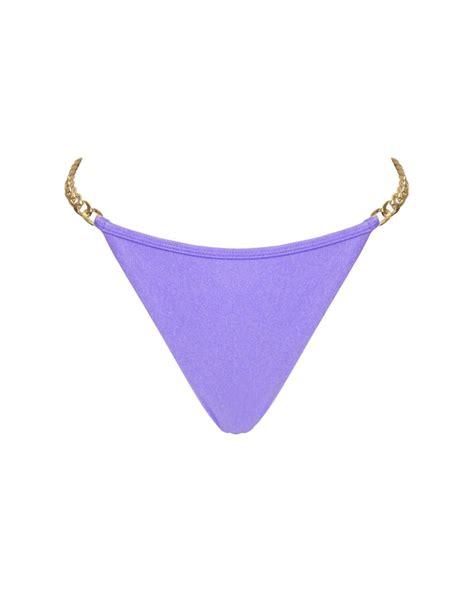 Purple Thong Mid Rise Bikini Bottom With Chains Xs Vivien Vance