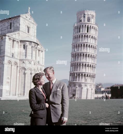 Vaction In Italy In The 1950s A Couple Photographed In Front Of The