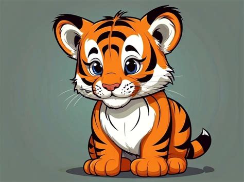 Vector Pequeño Personaje De Dibujos Animados De Tigre Lindo Aislado