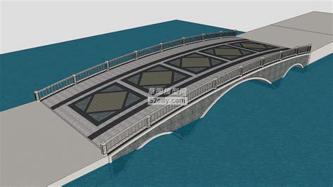 现代河道拱桥su模型sketchup草图大师skp模型