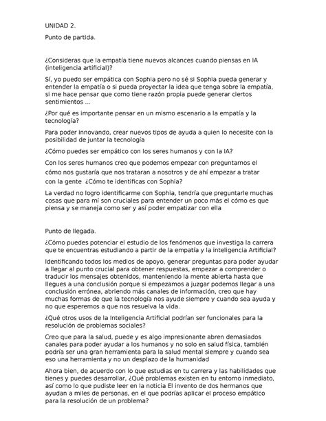 Diario Unidad Unidad Punto De Partida Consideras Que La