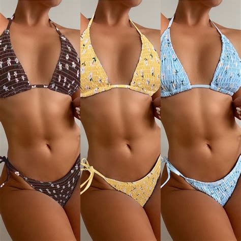 พรอมสง bikini บกน ผายนยบยบ ลายดอกไม โคตรนารก ใสแลวสวย เซกซ ซซา cnc24