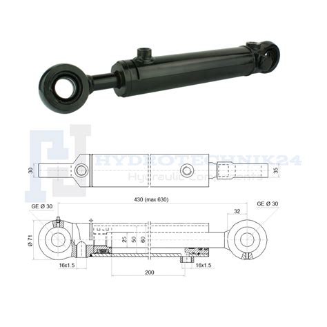 Hydraulikzylinder Doppeltwirkend Cj F Mit Gelenkaugen Mm