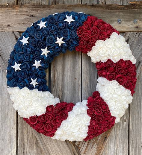 Patriotic Wreath for Front Door - Summer Wreath - Front Door Wreaths