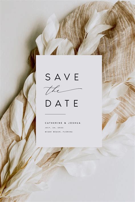 Elegant Save The Date Template Minimalist Save The Date Etsy Uk