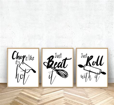 Kitchen Print Set Of Chop It Like Its Hot Kitchen Decor Etsy