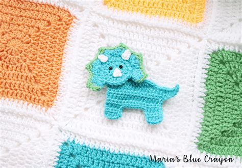 Crochet Triceraptops Applique Free Patternandvideo Marias Blue Crayon