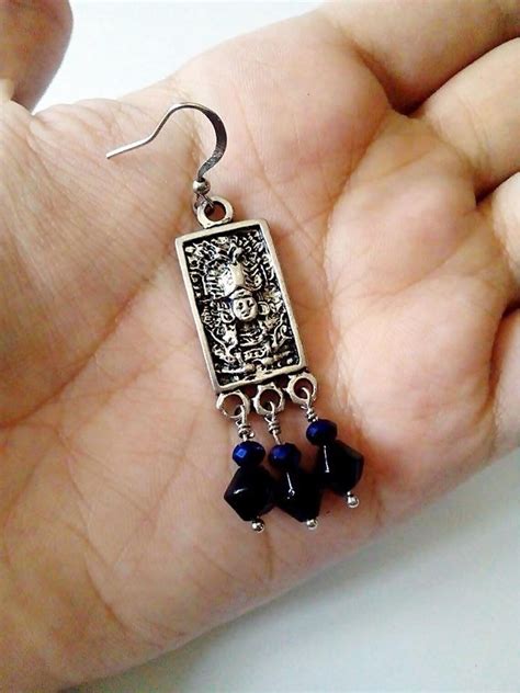 Aztec Design Earrings Mexican Jewelry Long Silver Pendants Etsy