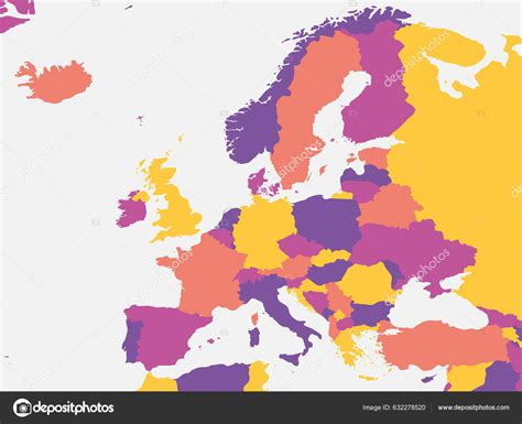 Europa Mapa Branco Mapa Pol Tico Detalhado Elevado Continente Europeu