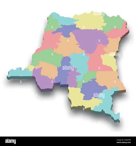 3d Isometric Colored Map Of Dr Congo With Borders Of Regions Stock Vector Image And Art Alamy